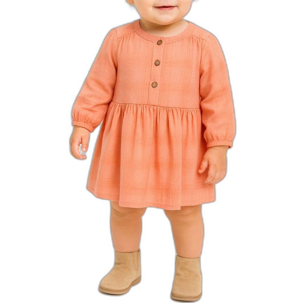 Cat & Jack Baby Girls’ Peach Long Sleeve Dress | Size 18M